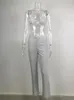 Женские брюки из двух частей Блестящие брючные костюмы Женский дизайн Сексуальные клубные блейзеры для вечеринок с нижним бельем Модное весеннее женское пальто и прямое 231120