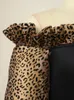 Повседневные платья Сексуальное женское платье с открытыми плечами с леопардовым принтом и рюшами Вечернее платье с длинным рукавом в стиле пэчворк Миди-футляр Вечерний коктейль Выпускной вечер