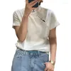 Blouses pour femmes Style chinois élégant et intellectuel bouton avant incliné col montant lin coton tricoté T-shirt haut court