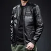 Designer piloto jaqueta de couro masculino fino ajuste versão coreana bonito colarinho de beisebol bordado motocicleta jaqueta de couro masculino juventude jaqueta moda