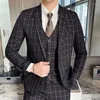 Ternos masculinos boutique (blazer colete calças) moda negócios variedade elegante casual formal vestido coreano terno de três peças traje