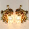 Lampade da parete Retro Luxury Gold LED Living Room Decor Paralume in cristallo di pavone Lampada da comodino da cucina