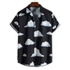 Men's Casual Shirts Short Sleeve Cloud Printed Tops Hawaiian Holiday Fashion Unisex Shirt Summer Tees Oversized Clothing 230421