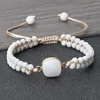 Strand 4mm naturliga stenpärlor Vita Howlite -armband Kvinnor Män Yoga Energimband Pendant Bangle Par Avstånd Meditation Juvelig