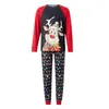 Tenues assorties à la famille 2023 Pyjamas de Noël pour manches longues Imprimé cerf Raglan Tops String Lights Pantalon 2 pièces Ensemble Home Wear 231121