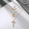 Ожерелья с подвесками 2023, классические подвески с крестом, ожерелье для женщин, многослойная цепочка, женские очаровательные ювелирные изделия