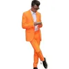 Ternos masculinos personalizam o vestido de noite de laranja brinde a um noivo bonito, roupas de trabalho de trabalho (calça de jaqueta gravata borboleta) OK: 055