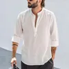 Camicie casual da uomo Camicia primaverile da uomo in puro colore traspirante ed elegante, abiti larghi