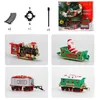 Decorazioni natalizie Treno giocattoli elettrici Decorazione albero Telaio binario Vagone ferroviario con suono e luce regalo 231121