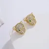 Boucles D'oreilles Mafisar Mode Européenne Et Américaine Cuivre Plaqué Zircon Pour Femmes Or Animal Léopard Tête Exagérée Bijoux Cadeau