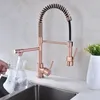 Kitchen Faucets VOURUNA Red Copper Pull Down Spring Faucet White Single Handle High Arc Antique Brass Black Sink Mixer Tap
