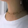 Kettingen 7 mm gouden kleur paperclip ketting choker ketting voor vrouwen meisjes roestvrijstalen kabellink verstelbare cadeau sieraden dkn659