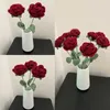 Decorativo 1 moderno ed elegante fiore simulato decorazione della casa tavolo da pranzo lavorato a maglia rosa bouquet singolo fiore artificiale di nozze 231121