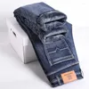 Herren Jeans Männlich Fleece Gerade Freizeit Business Elastizität Winter Für Verdickte Bequeme Samt Casual Denim Hosen