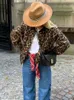 Giacche da donna Stampa leopardata Cappotto vintage da donna in lana monopetto monopetto Manica lunga in pile Calda giacca casual Autunno Chic Cappotto da donna 231120