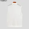 Men s tank tops incerun mesh fast color turtleneck ärmlös sexig transparenta västar streetwear 2023 modekläder s 5xl 230421