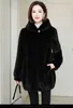 Women's Leather Imitation Fur Coat 2023 Women Hooded Loose Plus Size Mink Dress