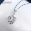Cadenas Mujeres de lujo Posteo de diamantes de imitación 925 Sterling Silver Heart Collar Collar Joya Aniversario de bodas Regalo para