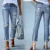 Damesjeans Strakke stretch dames denim gat geruïneerde zomerlegging Casual potloodbroek