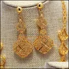 Mücevher Ayarları Dubai Hindistan Altın Renk Setleri Kadınlar için Afrika Çiçek Kolye Küpe Partisi Düğün Gelin Aksesuarları 201215 Drop OT9TF