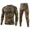 Men's Thermal Underwear Tactical Camouflage Fleece Sets Men Winter Stretch Thermo Breathable Training Cycling Military Warm Long Johns