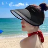 Cappelli a tesa larga Protezione solare estiva Paglia per le donne Cappellino per visiera da spiaggia a prova di raggi ultravioletti Vuoto per sole femminile Viaggi Shopping per le vacanze