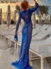Повседневные платья Сексуальные сетчатые рюша Смотрите сквозь платье для женщин с длинными рукавами с длинным рукавом V-образной стороны Split Slim Beach Party 2023 Summer Vestido