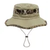 Berets 4 cores aba larga chapéu de sol para homens mulheres ao ar livre proteção UV Safari leve estilo ocidental balde