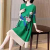 Vestidos casuais listra swing coreano senhora inchado vestido de alta qualidade roupa 2023 designer de luxo festa longo elegante solto noite vestido de uma peça