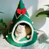 개집 펜 따뜻한 애완 동물 침대 크리스마스 모자 모양 고양이 개집 하우스 하우
