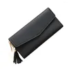 Portefeuilles Mode Femmes Faux Cuir Long Portefeuille Card Slot Tassel Heart Charm Purse Embrayage