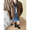 Women's Leather Zipper Up Pu Vintage Jacket Brown Black Casual Coat