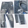 Jeans pour hommes Bleu Speckle Encre Lavé Détruit Pantalon Jean Évasé Hip Hop Graffiti Ripped Denim pour Hommes Streetwear Vintage Large 231121