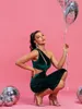 カジュアルドレスベルベットパーティードレス女性グリーンボディコンエレガントなセクシーなワンショルダーミディバースデークラブ衣装2023夏の滑走路ファッション