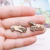 Pins Brooches Cartoon Fun Gesture Holding Hands Fun Enamel Brooch Pin Custom Alloy Badge Clothes Bags Accessories Jewelry Gifts For Couples Z0421