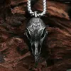 Colliers pendants Style vintage en acier inoxydable Viking Crow Skull Collier pour hommes Fashion Unique Animal Amulet Jewelry Gift