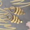 Dangle Earrings 2023 Trend Shiny BlingBling Gold Color Plating Round Disc Drop For Women Girl Medium Size Party Decoration