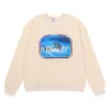 Fashion American Brand Rhude Lone Wolf High-definition Printed Pure Cotton Terry Men and Women's Casual Round Neck Sweater