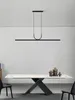 Pendant Lamps Restaurant Chandelier Simple Modern Nordic Tea Room Office Bar One Word Long Strip Led Lamp Dining Table