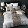 Set biancheria da letto Grigio bianco Lenzuolo Federa Copripiumino Lusso anni '60 Cotone egiziano queen king matrimoniale Set biancheria da letto Biancheria da letto 201120