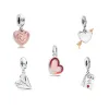 925 silver beads charms fit pandora charm Lucky Amulet Pendant New Beads Love Heart Blue Crysta