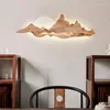 Wall Lamp Chinese LED Living Room Lights Creative Wood Art Acrylic Landscape Mural Background Decor Interior Lighting Lamps