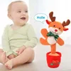 Pluche poppen Kerstdansen Knuffels Oplichtende elektrische muziekpop Grappige interactieve knuffeldecor Kerstboom Eland Gingerbread Man 231121