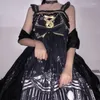 Повседневные платья, оригинальный дизайн, винтажное готическое платье Лолиты JSK для женщин, элегантное платье принцессы без рукавов с бантом на черном ремне