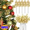 Dekorativa blommor 1-10st julstillbehör Guld Röd bladbärstvist för DIY Xmas Handmade Flower Bouquet Decoration Artificial