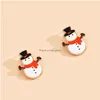 Серьги Ожерелье Crossborder Европейский и американский рождественский сериал Snowman Set Fashion Simple Simple Jewelry Spot D Dhgarden Dhveq