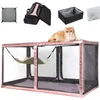 Cat Carriers Show Cage Competition Transparent 3D Display Shelter With Hammock Folding Litter Box For Exhibition