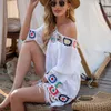 Dames badkleding witte bikini bedek met franje trim vrouwen sexy holle tuniek strandjurk 2023 zomer badpak strandkleding vestido de