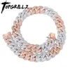 Collares colgantes TOPGRILLZ 18MM Maimi Cuban Link Cadena Collar Rosa Oro Plata Color Iced Out Cubic Zircon Hip Hop Joyería Regalo 231121