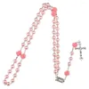 Anhänger Halsketten 8mm Katholische Rosenkranz Perlen Halskette Christian Beten Glas Kette Kreuz Für Frauen Mutter Schmuck